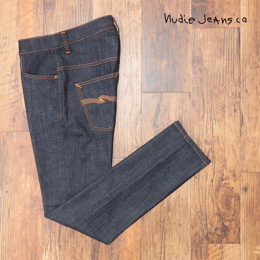  Nudie Jeans/32サイズ/美脚デニムパンツ THIN FINN 111085 DRY TWILL オーガニック綿 伸縮◎ Italy製 万能 上質 新品/紺/ネイビー/kt121/ スキニーデニム