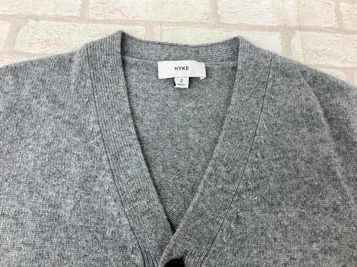  HYKE 242-11370 CARDIGANV ハイク レディース グレー カーディガン Ｖネック ニット セーター 長袖 カーディガン ボレロ アンサンブル