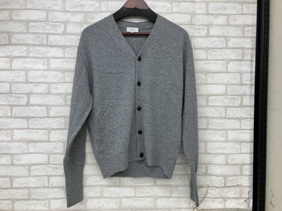HYKE 242-11370 CARDIGANV ハイク レディース グレー カーディガン Ｖネック ニット セーター