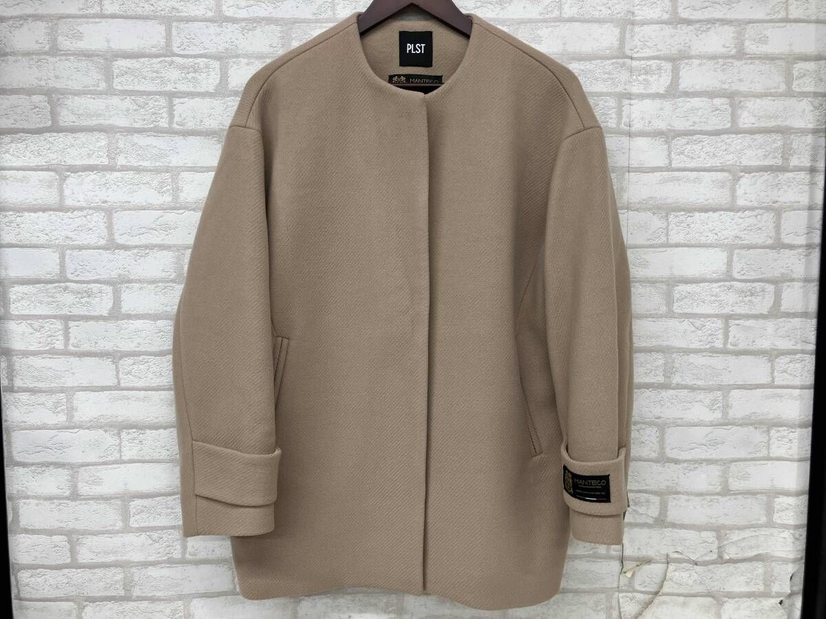 PLST 12-3409003 プラステ マンテコノーカラーハーフコート ノーカラー