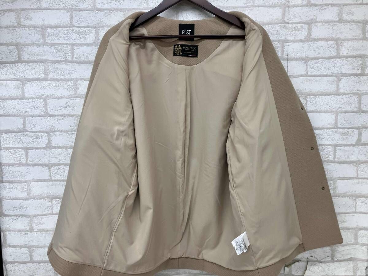 PLST 12-3409003 プラステ マンテコノーカラーハーフコート ノーカラー