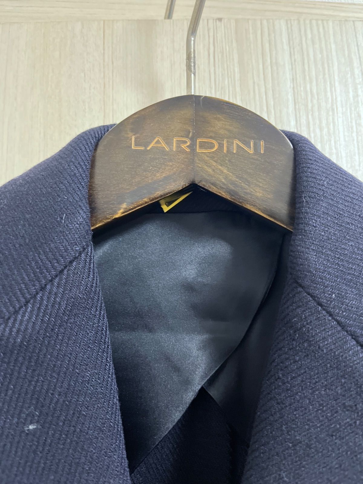 美品 ラルディーニ ダブル チェスターコート ブートニエール ネイビー 【79】 LARDINI ラルディーニ チェスターコート ダブルブレスト メルトン