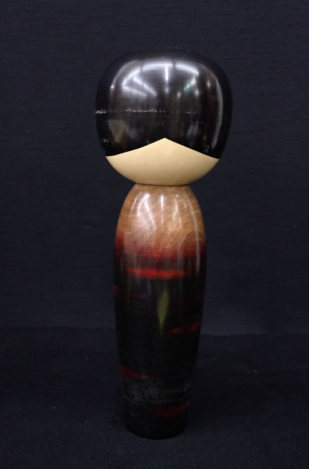 △渡辺正雄作 創作こけし「稚児桜」約35.5cm△箱付/内閣総理大臣賞受賞