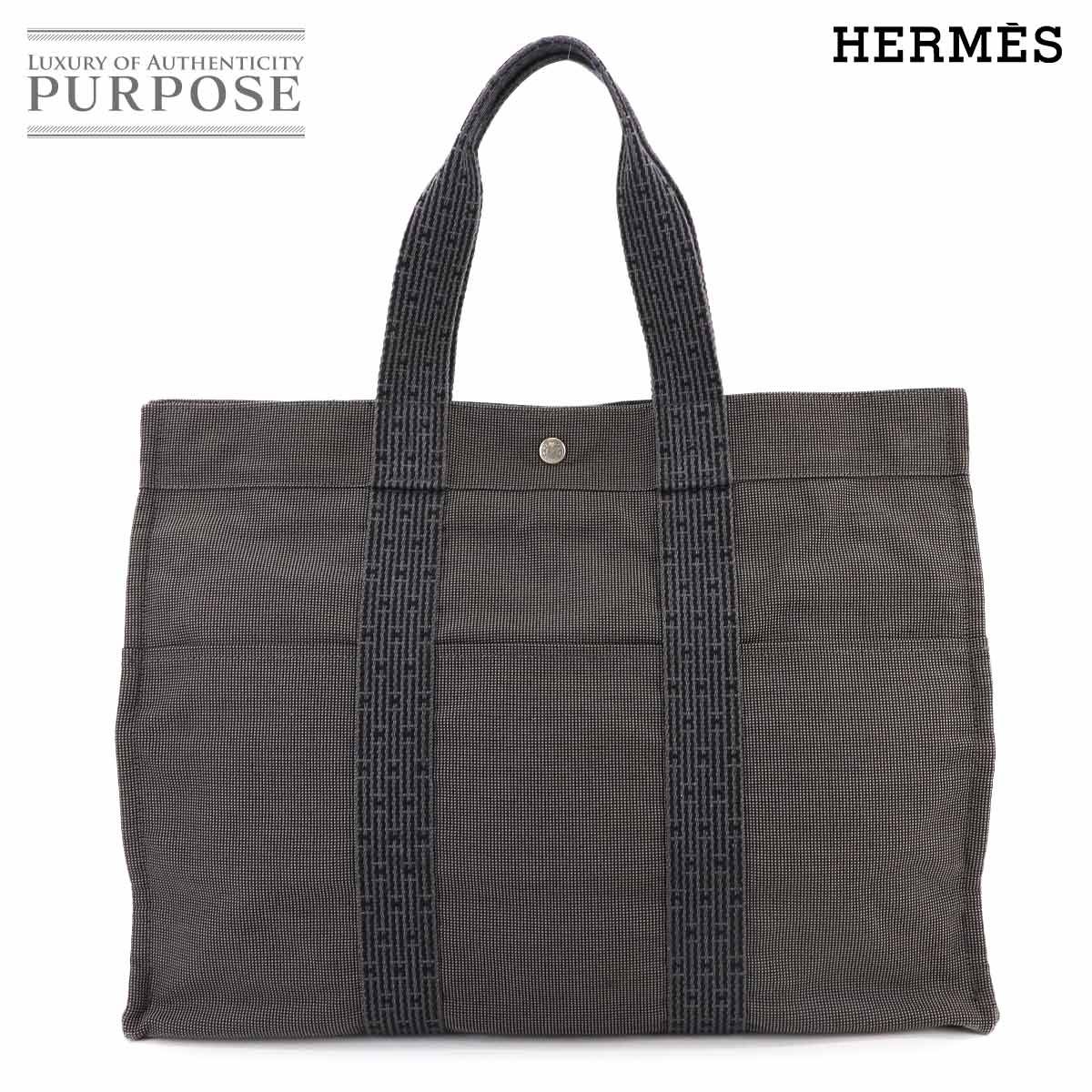 ANG05 エルメス エールラインGM トートバッグ タグ付き シルバー金具 新品同様 エルメス HERMES エールライン トート GM バッグ キャンバス