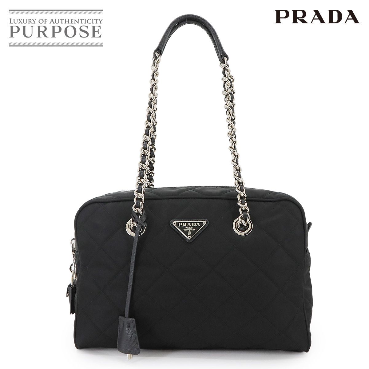 新品同様 プラダ PRADA チェーン ショルダー バッグ キルティング