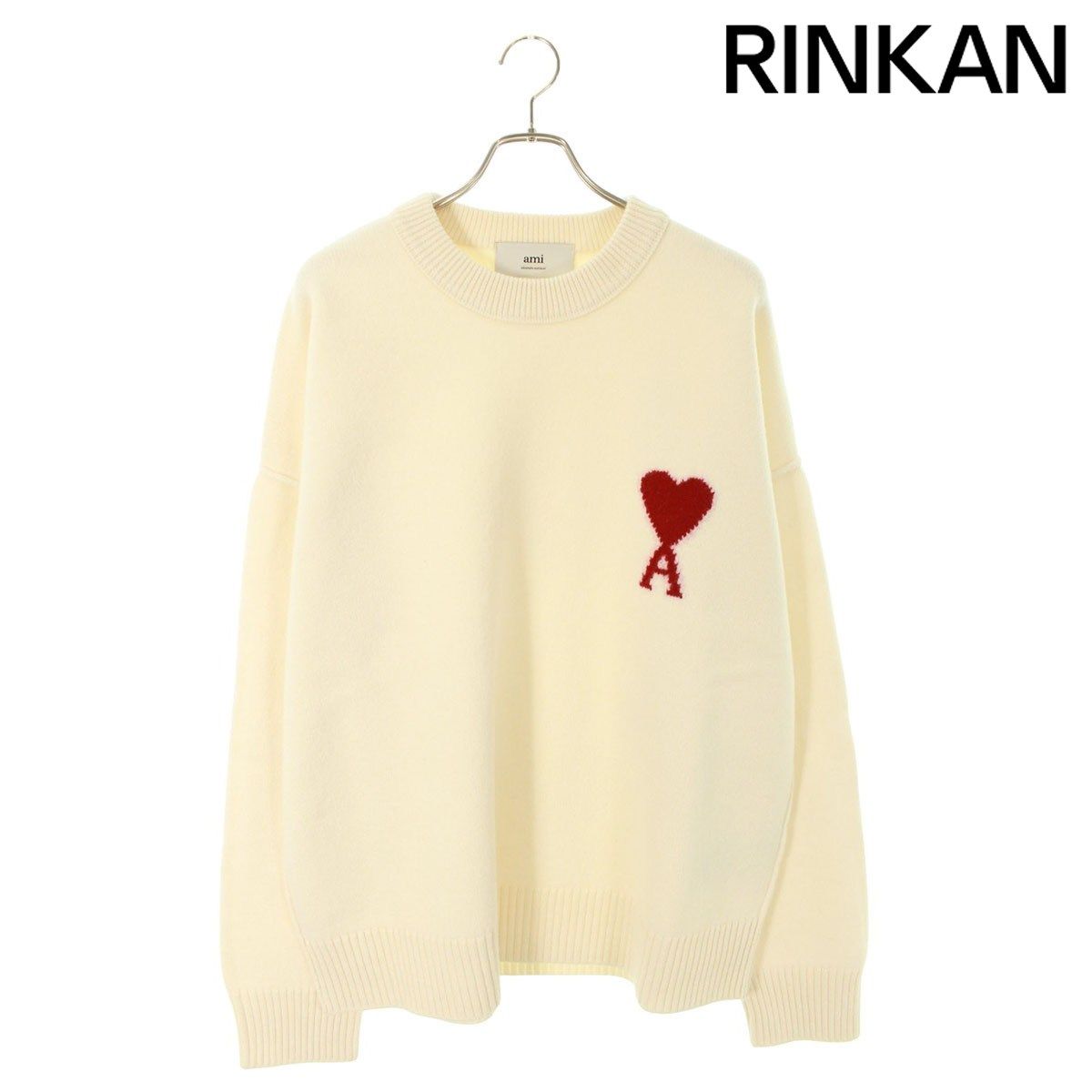 【未使用】アミ アレクサンドルマテュッシ ニット ハート L ホワイト AMI 中古・古着通販】AMI Alexandre Mattiussi (アミアレクサンドルマ