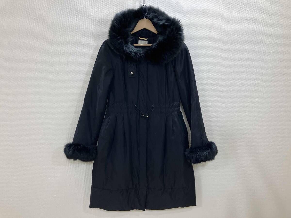Harrods ダウンコート ロングダウン フォックスファー ダウン 黒 2 冬 