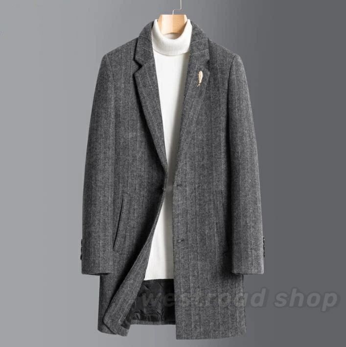 ピンストライプ チェスターコート メンズ 秋冬アウター スーツ