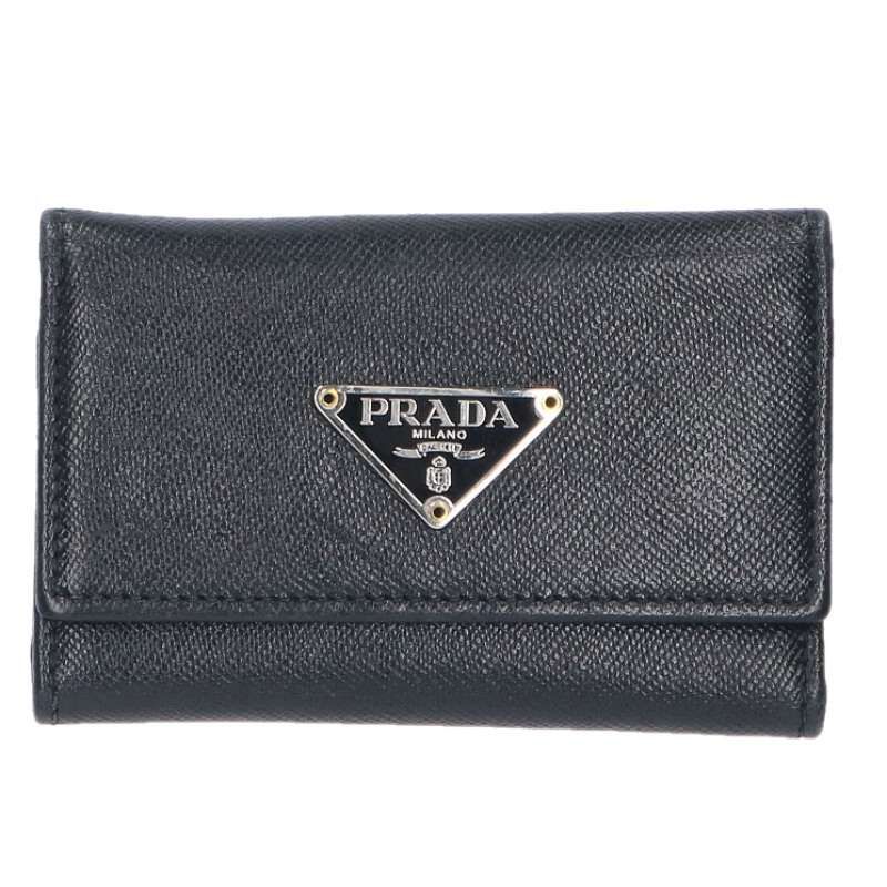 6 連 キーケース プラダ シ イ様 PRADA ブラック レザー キーケース