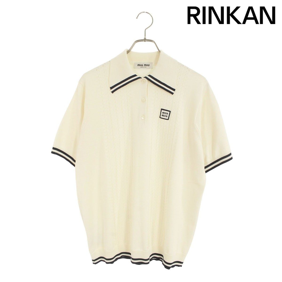ミュウミュウ　ポロシャツ　36サイズ ミュウミュウ 23AW コットン×ナイロン ポロシャツ 36 レディース