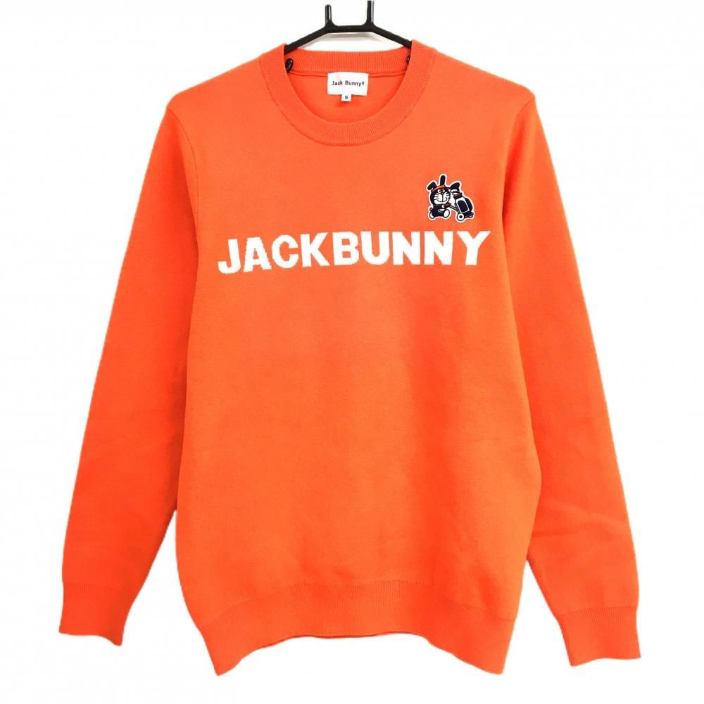 ジャックバニー ドラえもん コラボ Wジャガード ニット セーター オレンジ 4 超美品】ジャックバニー×ドラえもん セーター オレンジ×白 ニット