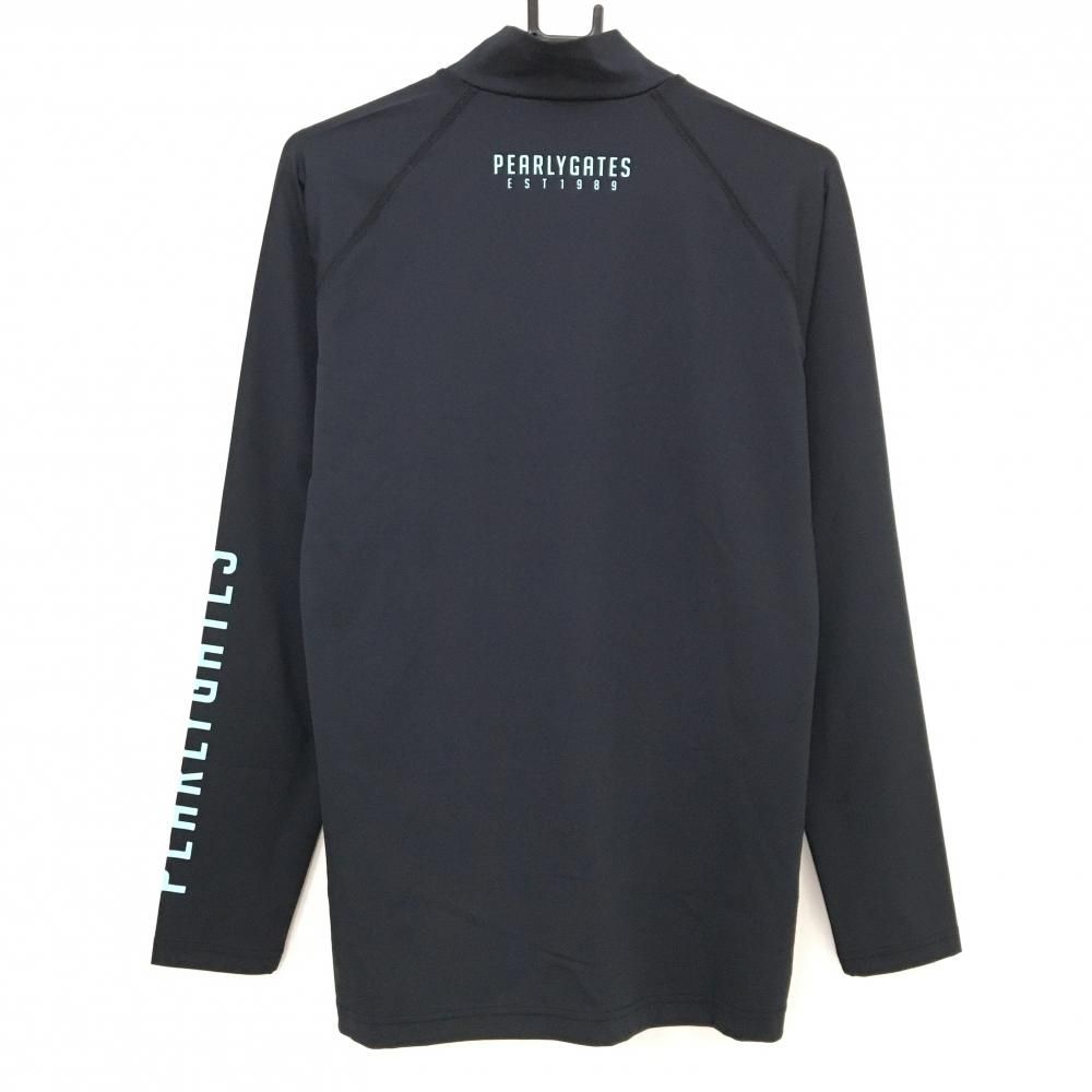 超美品】パーリーゲイツ ハイネックインナーシャツ 黒×ライトブルー 袖