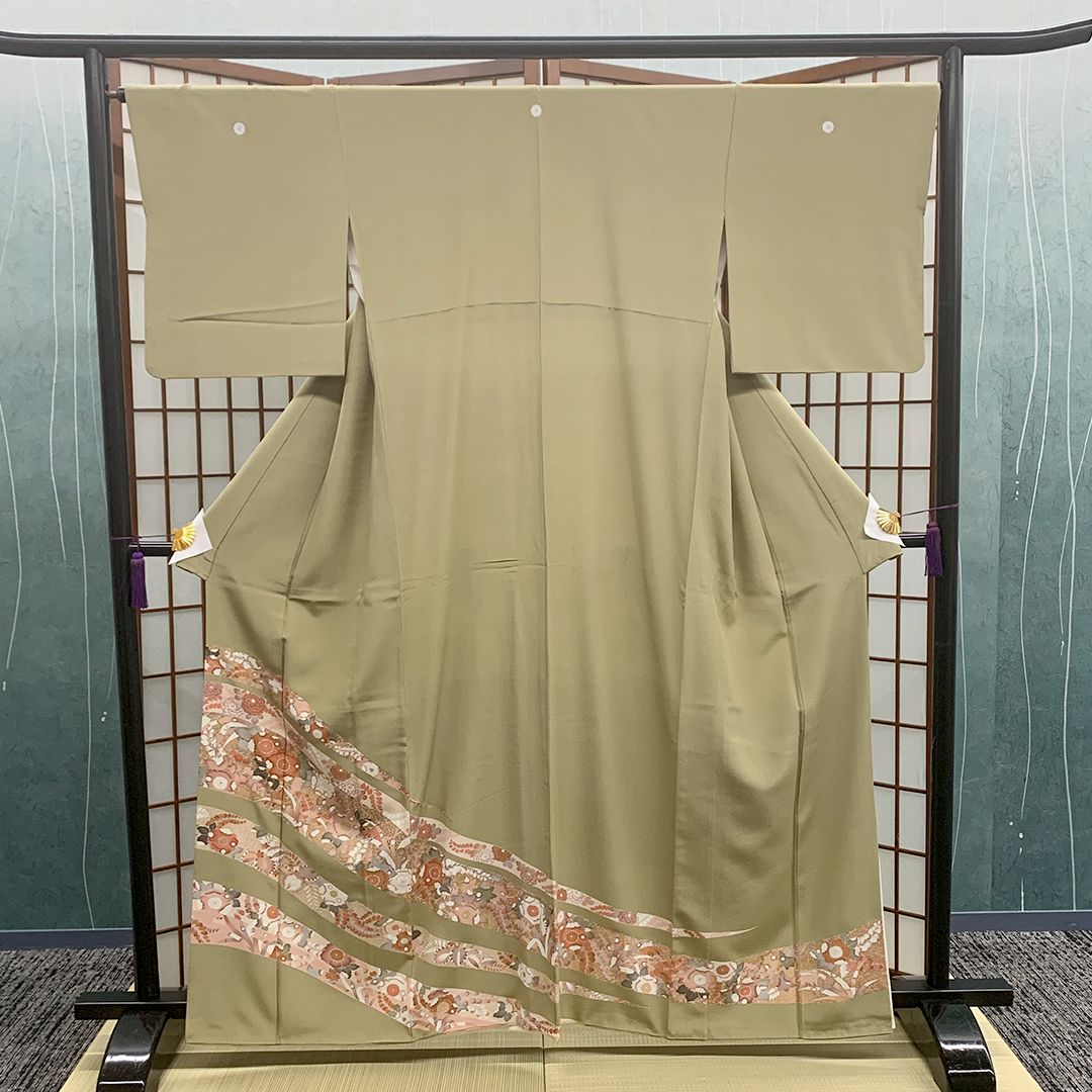 ｜適応身長 約163 cm リサイクル着物 色留袖 袷 五つ紋 剣片喰 比翼付 sm-kimono 10