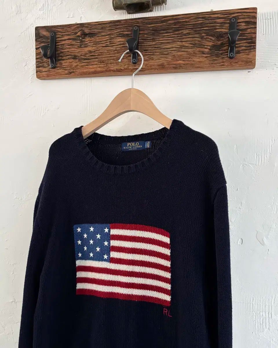 Ralph Laurenラルフローレン ニット ポロベア ヴィンテージ 星条旗 POLO by Ralph Lauren 星条旗ウールニットセーター【1218A20