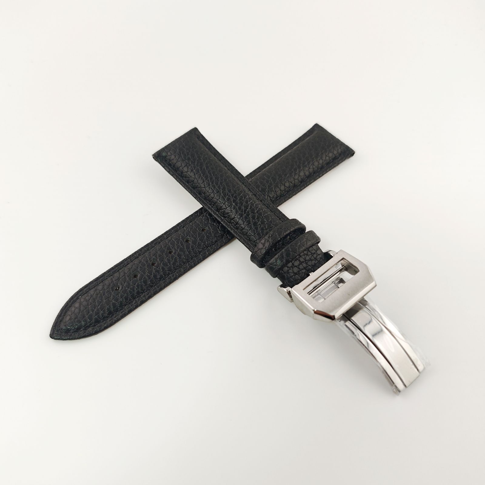 20mm 腕時計 シボ カーフレザー 革ベルト ブラック 黒 【対応】 IWC