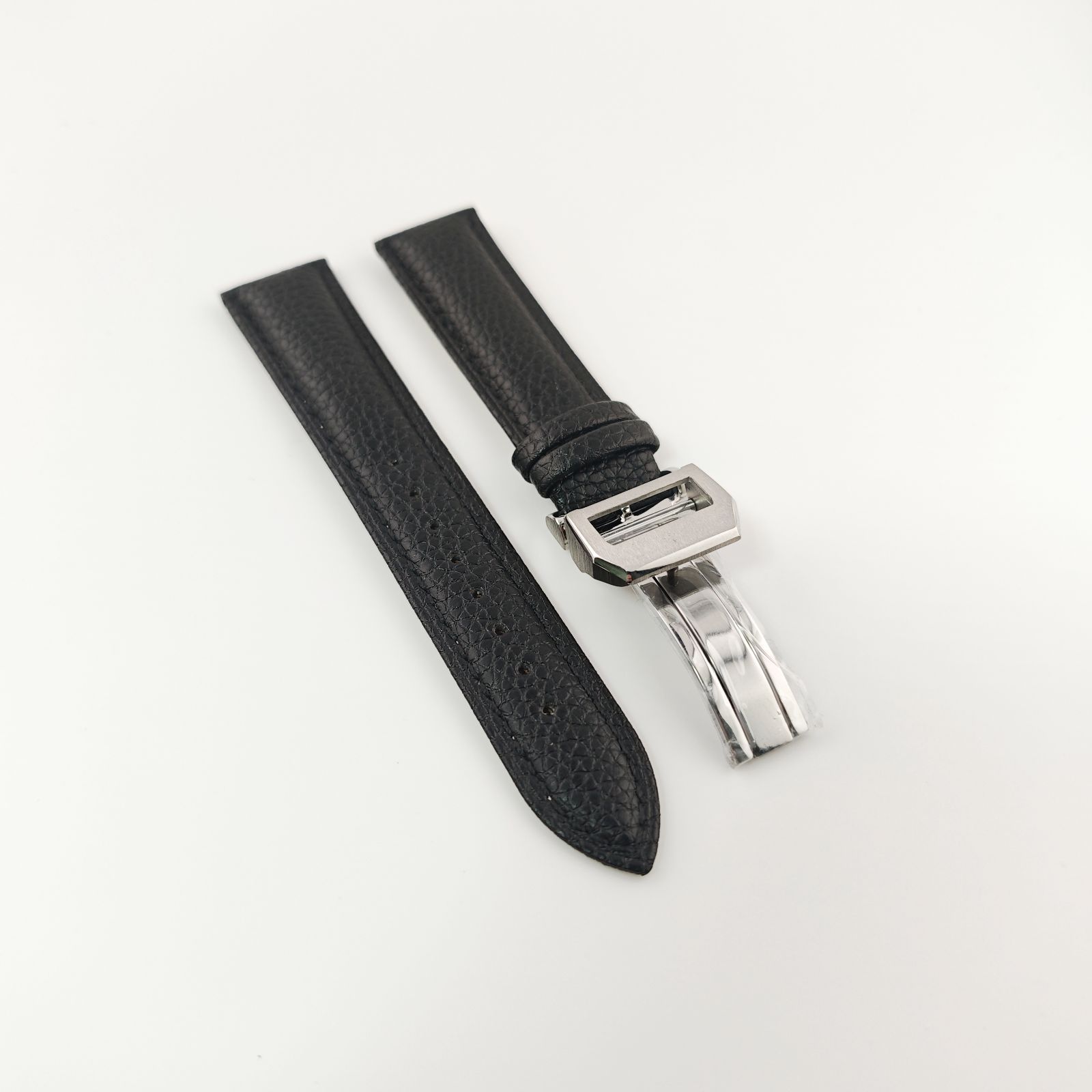 IWC ブラック カーフレザー レザーベルト尾錠付き 20mm 腕時計 シボ カーフレザー 革ベルト ブラック 黒 【対応】 IWC