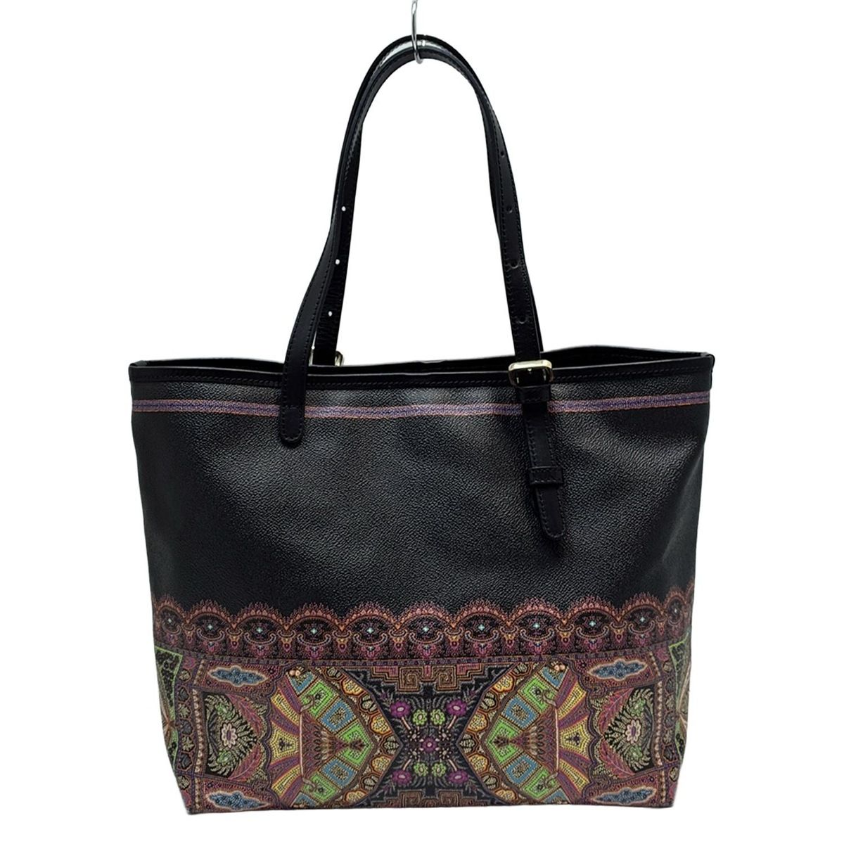 ETRO(エトロ) トートバッグ - 黒×オレンジ×マルチ レザー - メルカリ