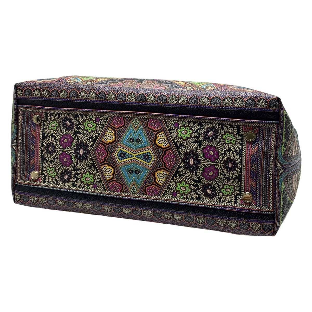 ETRO(エトロ) トートバッグ - 黒×オレンジ×マルチ レザー - メルカリ