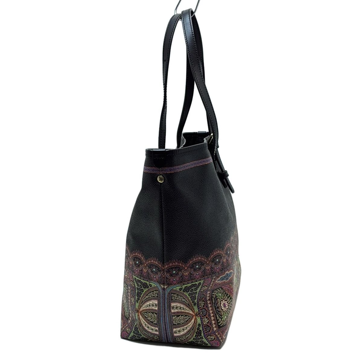 ETRO(エトロ) トートバッグ - 黒×オレンジ×マルチ レザー - メルカリ