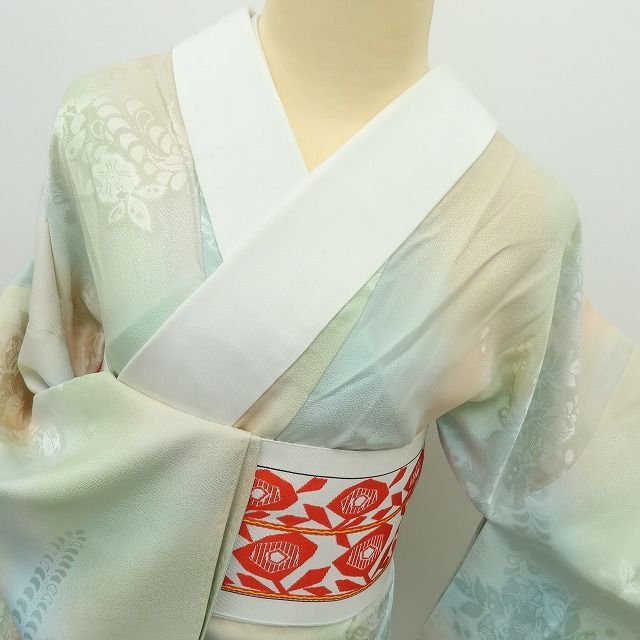 J47新品　やまと誂え　正絹単衣長襦袢　辻ヶ花模様　パープル　居敷当て＆半衿付き 六花-RIKKA- 美品 正絹 単衣 やまと誂製 辻が花 半衿・居敷当付き 袖