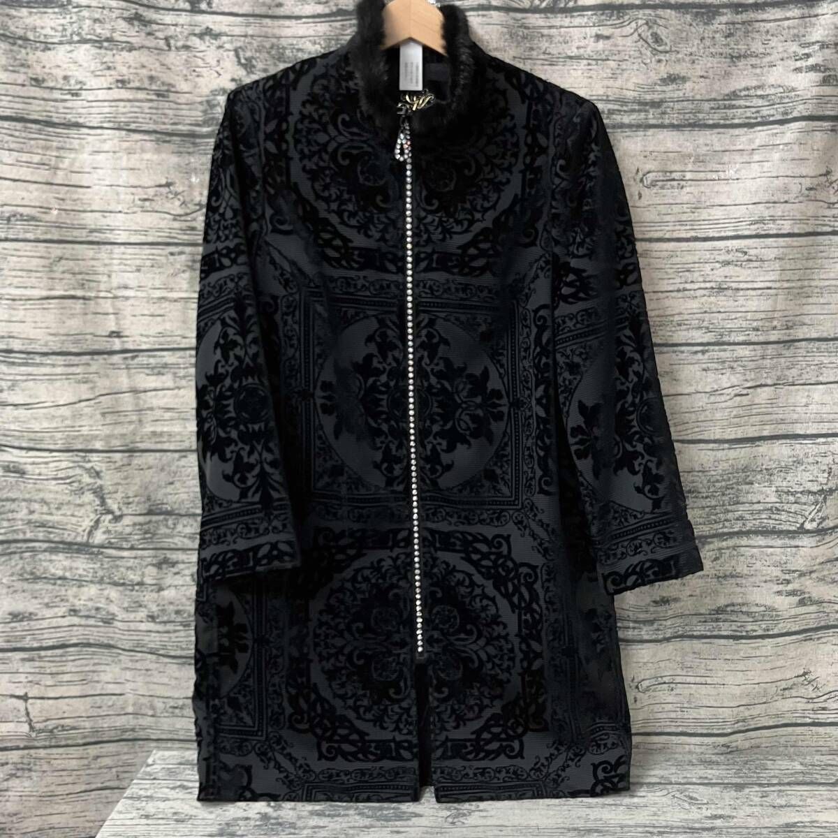 伊太利屋 イタリア ガウンコート ファー コート 11 ブラック 伊太利屋コート