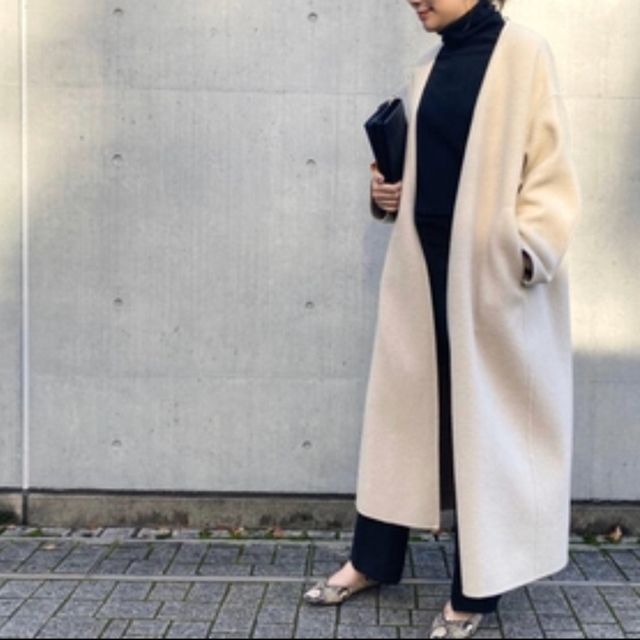 美品 ドゥーズィエムクラス カシミヤ100％ 着丈128㎝ ロングリバー