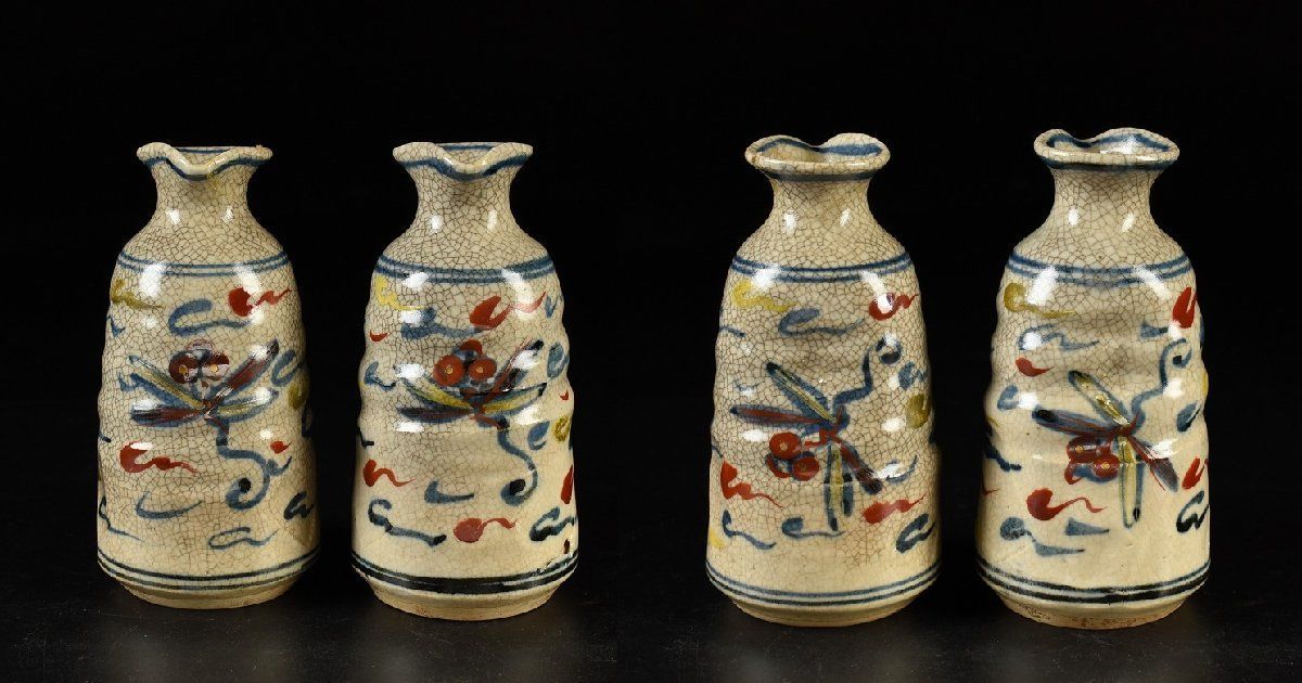 蔵A3276b】色絵蜻蛉文 猪口 徳利 酒器 - メルカリ