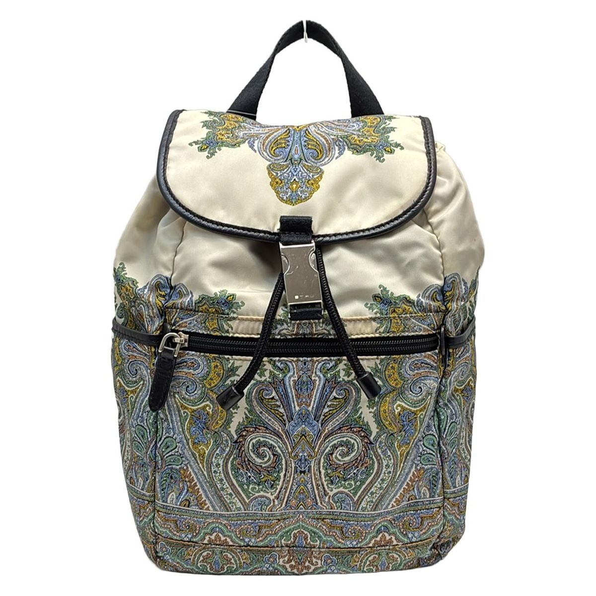 【極美品】ETRO エトロ 巾着型リュック ロゴ刺繍 ベージュ×ブラウン2way 極美品】ETRO エトロ 巾着型リュック ロゴ刺繍 ベージュ×ブラウン2way