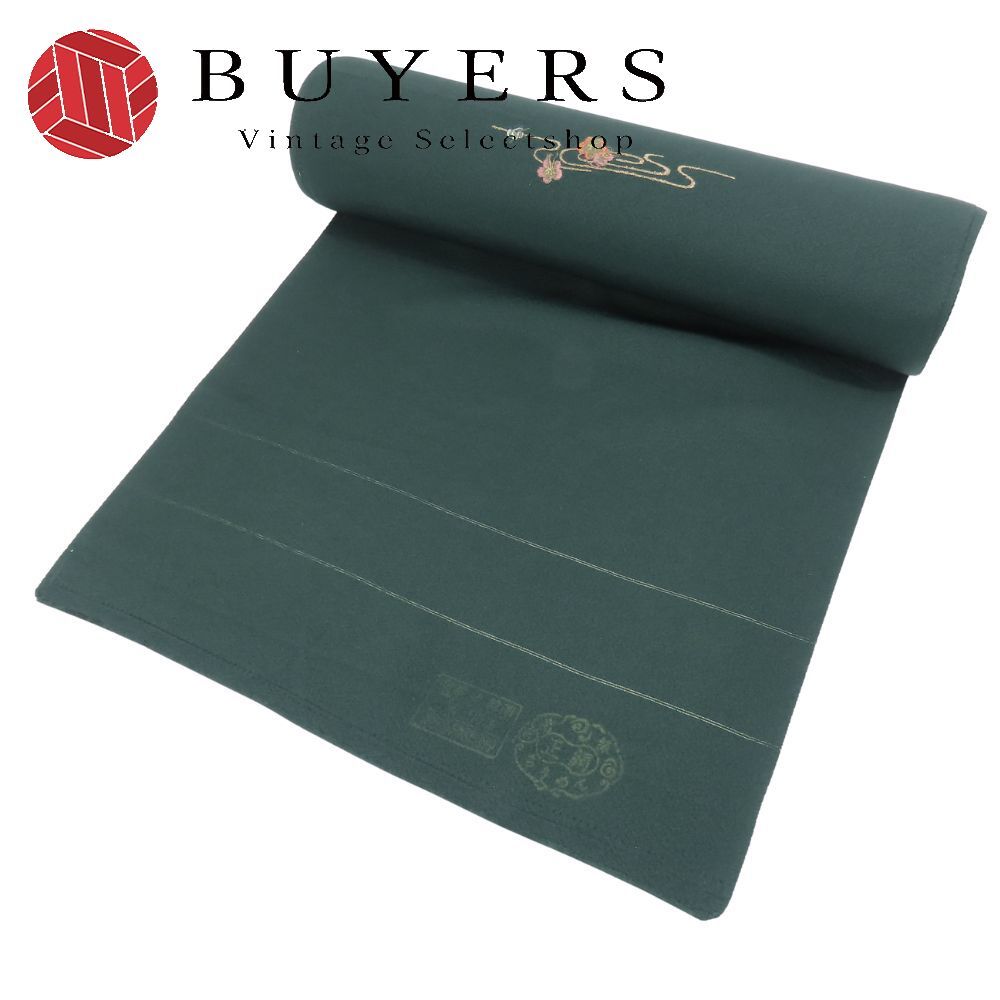 中古 反物 訪問着 ちりめん 正絹 深緑 八掛付き 刺繍 裁断済み 和装 呉服 和服 きもの レディース 女性 中古】 反物 訪問着 ちりめん 正絹 深緑 八掛付き 刺繍 裁断済み 和装