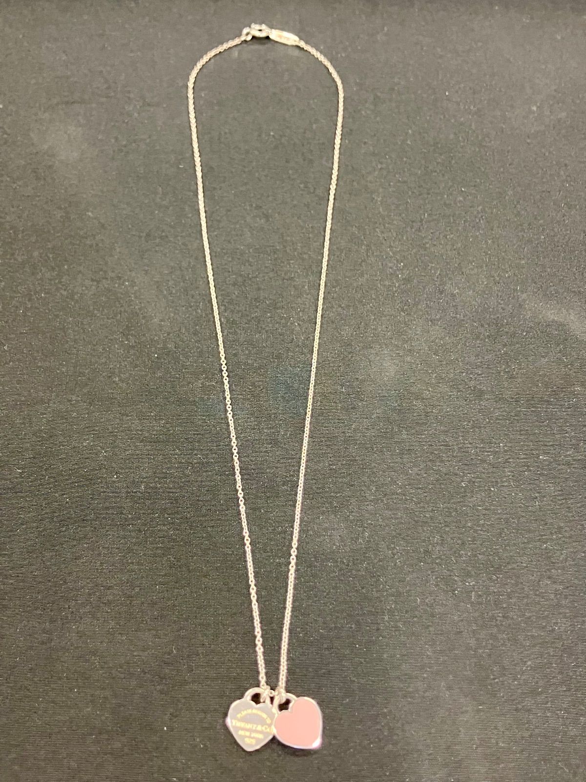 訳あり品】TIFFANY RTT ピンク ダブル ハート タグ ペンダント