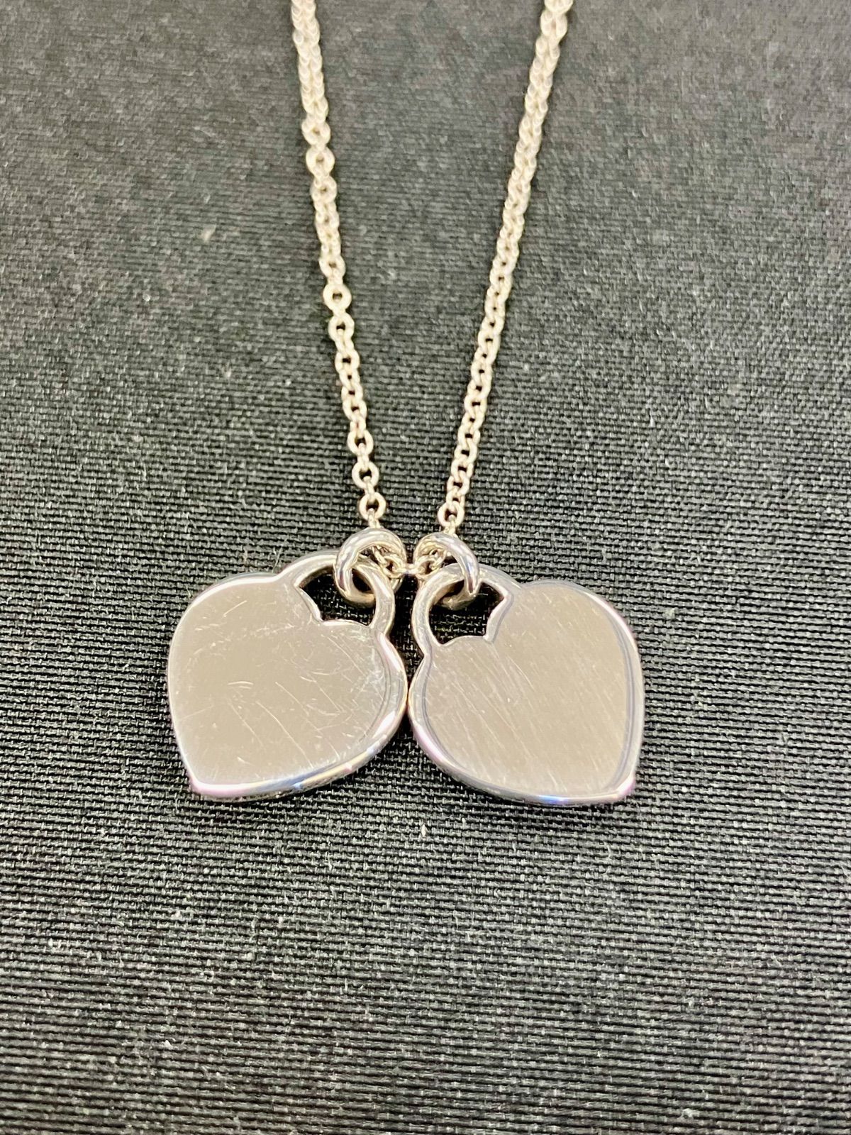 訳あり品】TIFFANY RTT ピンク ダブル ハート タグ ペンダント