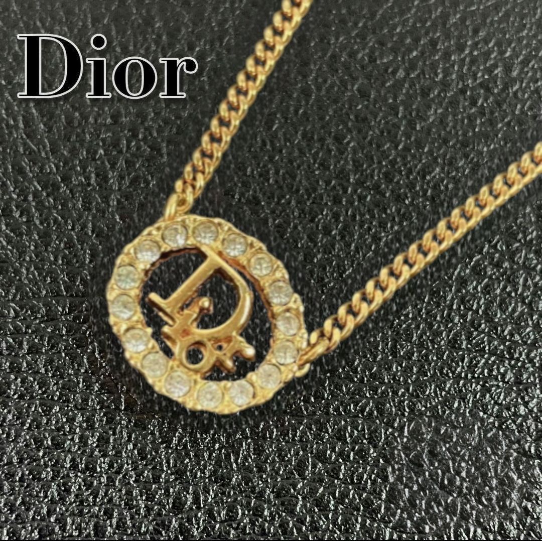 美品 Dior ディオール ネックレス トロッター ロゴ ラインストーン