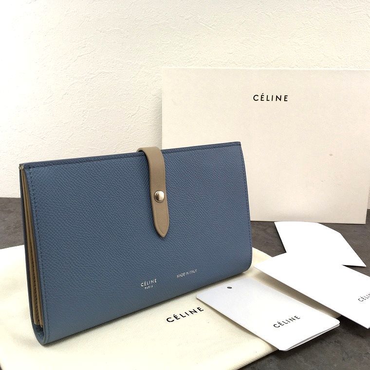 送料込み！ 未使用品 CELINE 長財布 ライトブルー ラージストラップ
