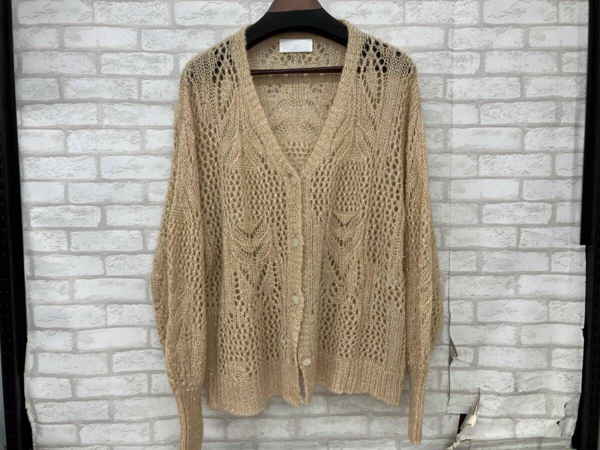 MameKurogouchi MM22PS-KN732 Botanical Pattern Knitted Lame