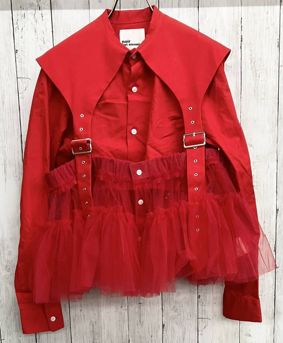 noir kei ninomiya チュール付きレッドシャツ XS noir kei ninomiya チュール付きレッドシャツ XS noir kei ninomiya