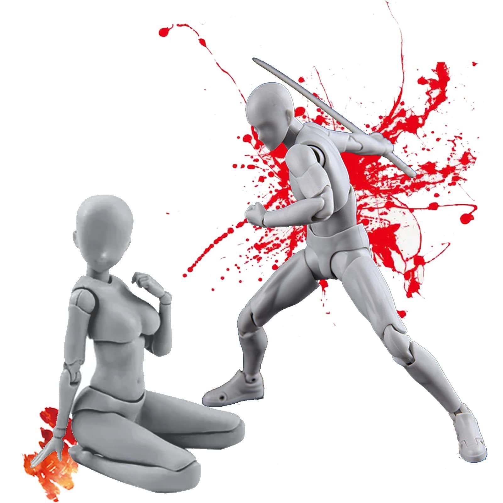 デッサン人形 男性女性モデル 関節可動 スタンド付き ジェスチャー変更 モデル人形 漫画モデル 筋肉体型 合計2点セット