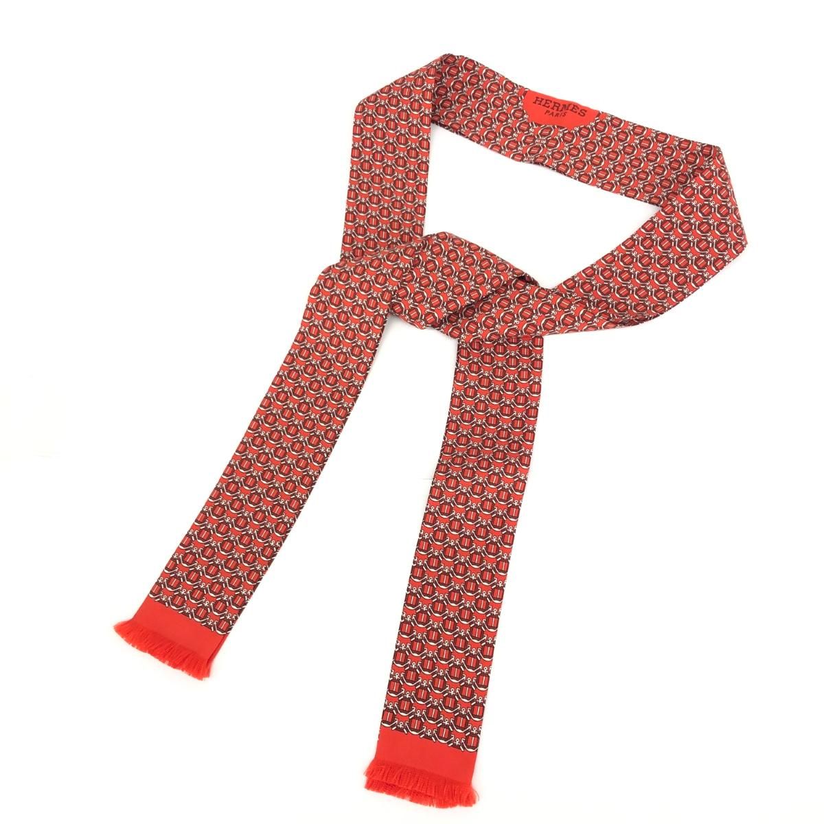 HERMES エルメス ファソネ ネクタイ オレンジ シルク100% ジャガード