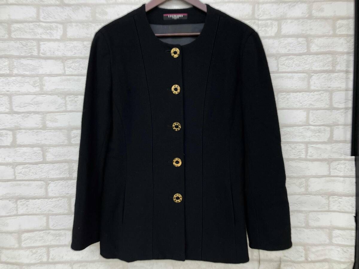 LEONARD レオナール レディース 11号 ブラック ノーカラージャケット