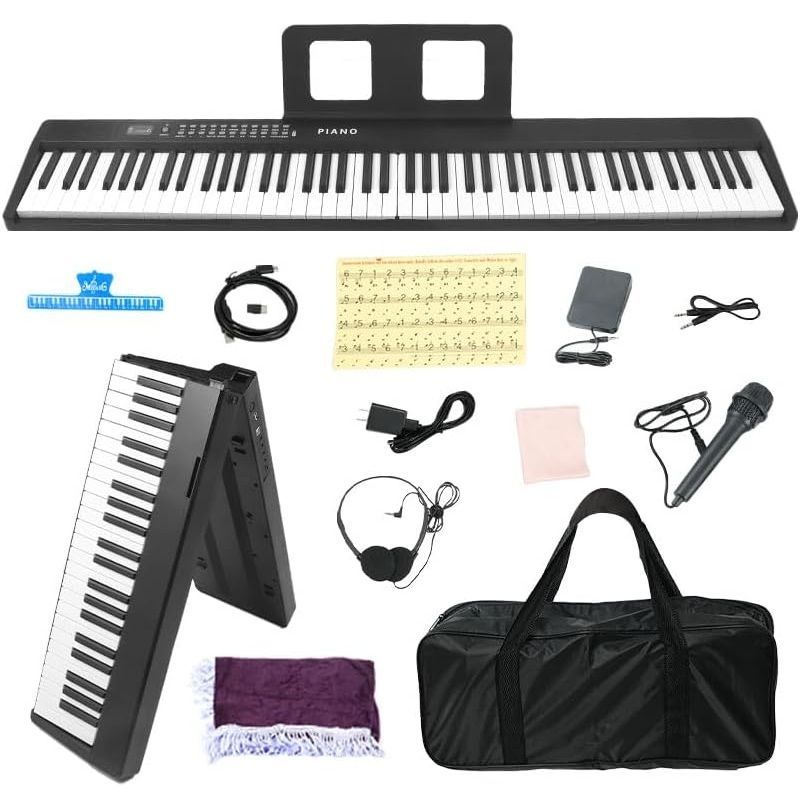 AORTD 電子ピアノ 88鍵盤 折りたたみ 2つ折り電子キーボード 新品未