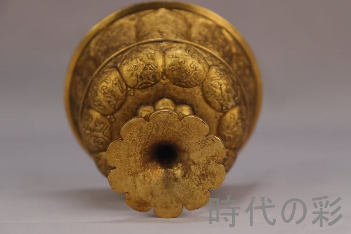  旧蔵 清代 鍍金銅酒杯 精銅製 純手作り 小盃 鍍金装飾 文房雅品 中国古美術 雅趣小杯 酒具 伝世 グラス カップ 酒器 食器 キッチン用品