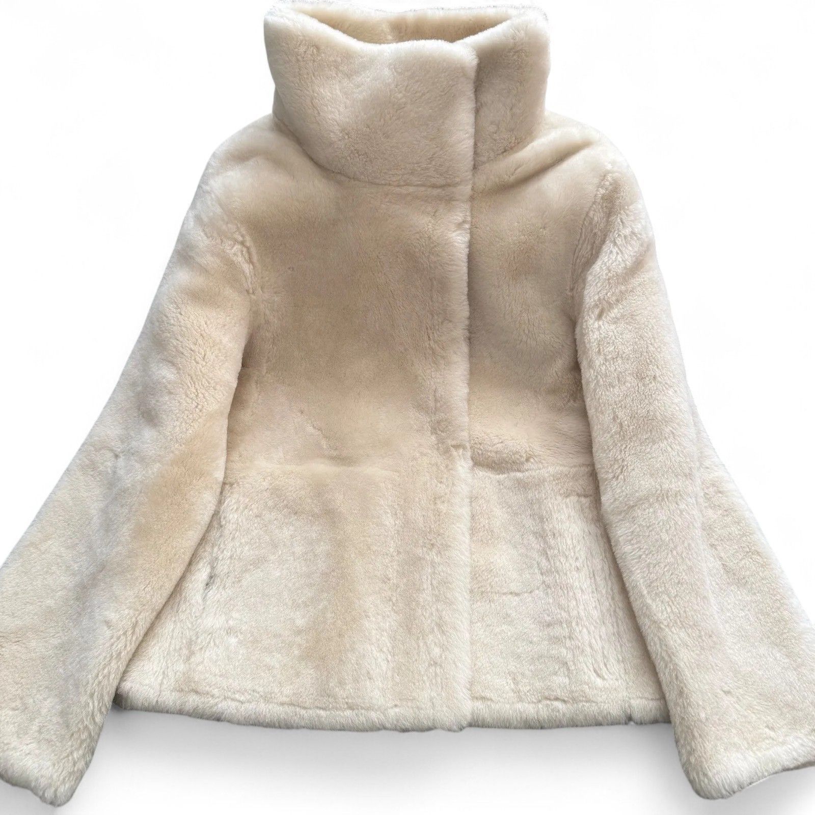 YVES SALOMON 上質リアルムートン ショートブルゾン shearling シェアード ボアコート オフホワイト