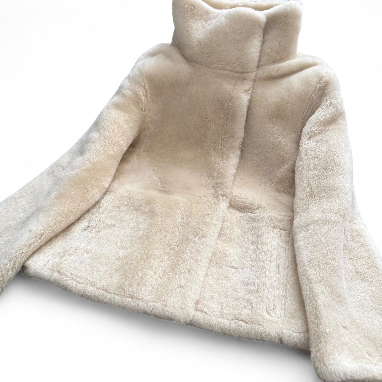 YVES SALOMON 上質リアルムートン ショートブルゾン shearling シェアード ボアコート オフホワイト