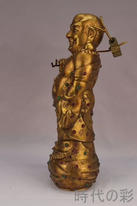 旧蔵 明代 宣德款 鍍金銅仏像』精銅製 仏教美術 骨董品 鍍金装飾 端正