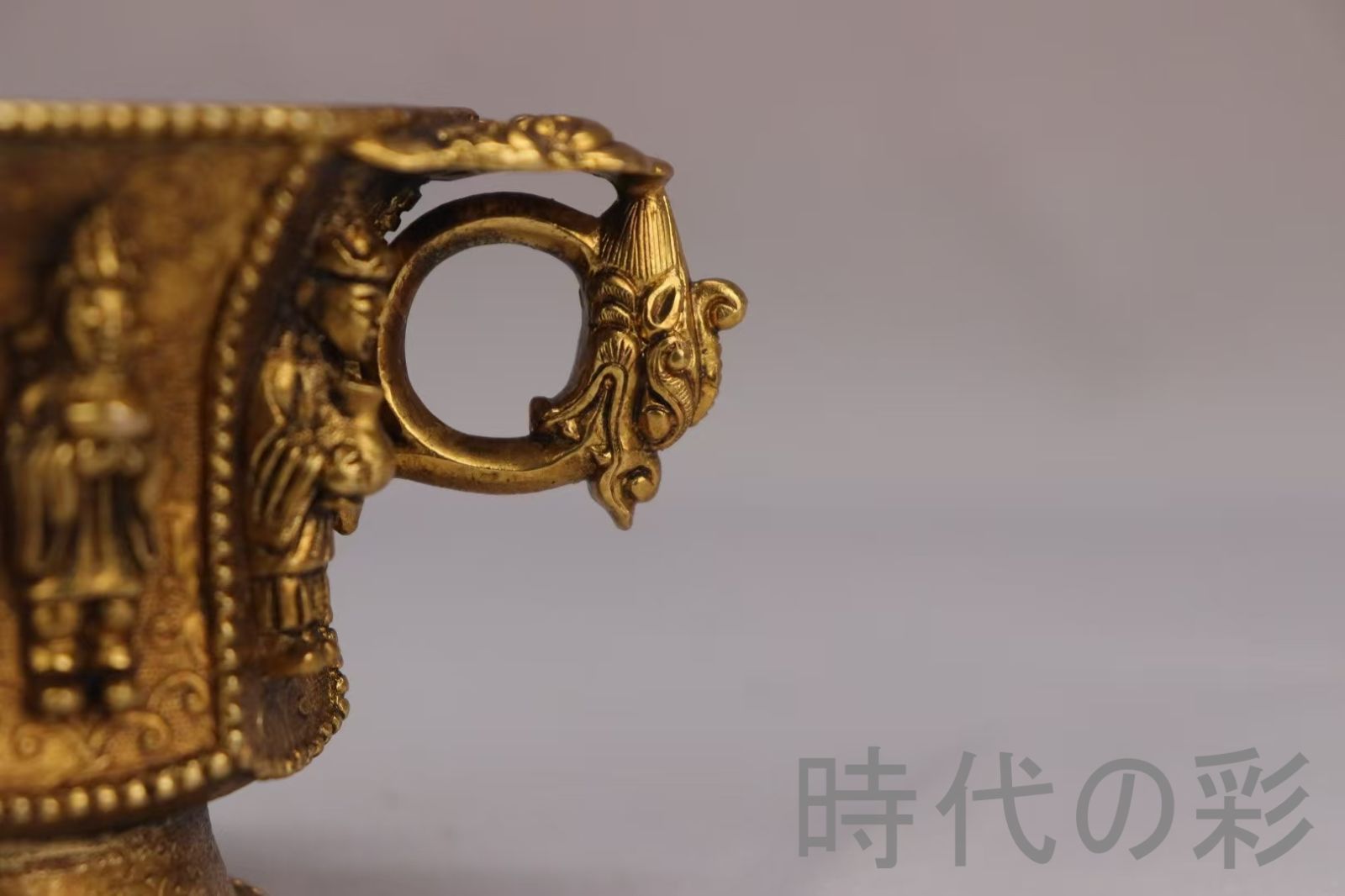 旧蔵 唐代 大唐貞觀款 鍍金銅酒杯』八仙紋 純手作り 精銅製 小型酒器