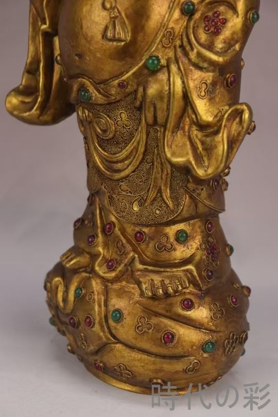 仏教美術 華鬘 古銅 鍍金 装飾 旧蔵 明代 宣德款 鍍金銅仏像』精銅製 仏教美術 骨董品 鍍金装飾 端正