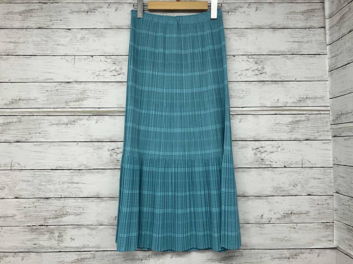PLEATS PLEASE スカート ストライプ ライトブルー PP 61 JG 663 サイズ3