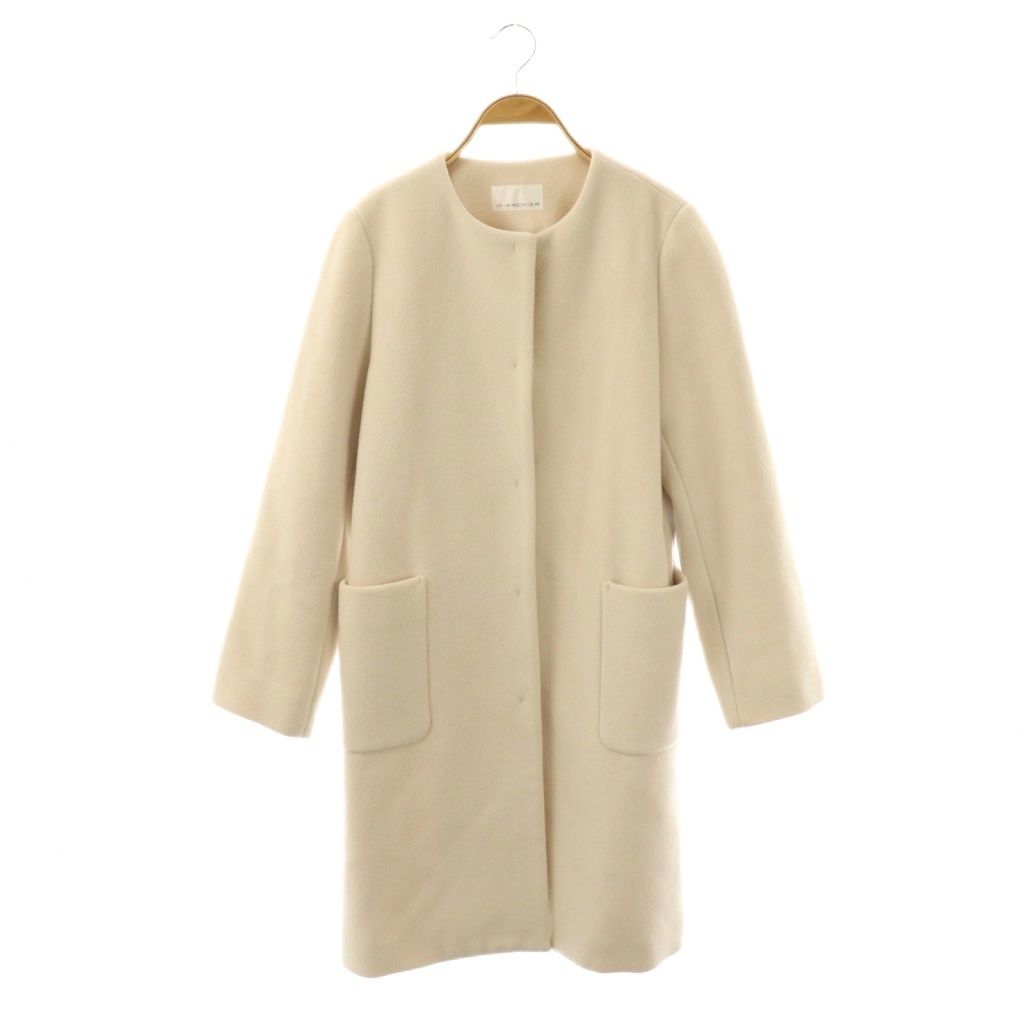 エムプルミエ M-Premier ウールダブルフェイスノーカラーコート 36