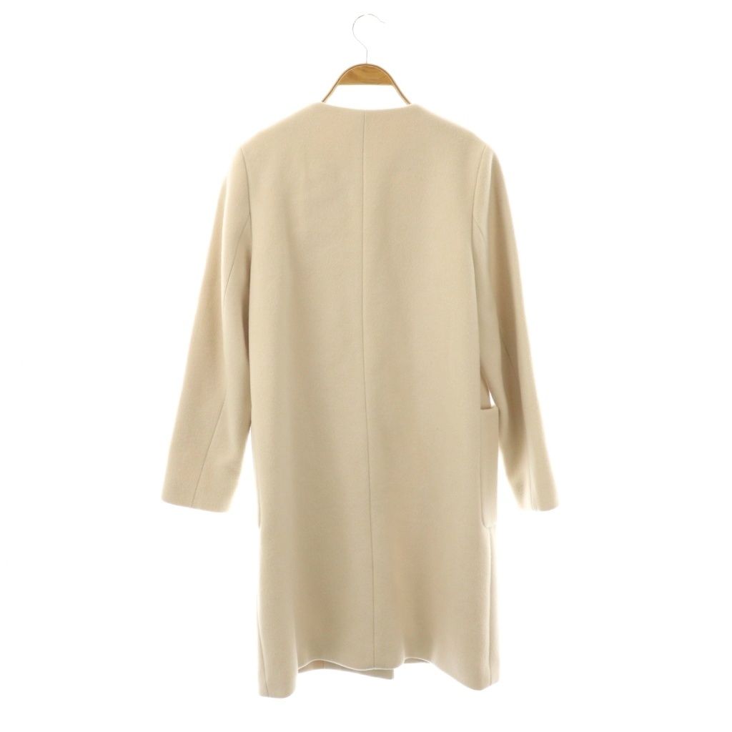 エムプルミエ　ウールダブルフェイスノーカラーコート　アイボリー　36 M-premier ファッション エムプルミエ ウールダブルフェイスノーカラー