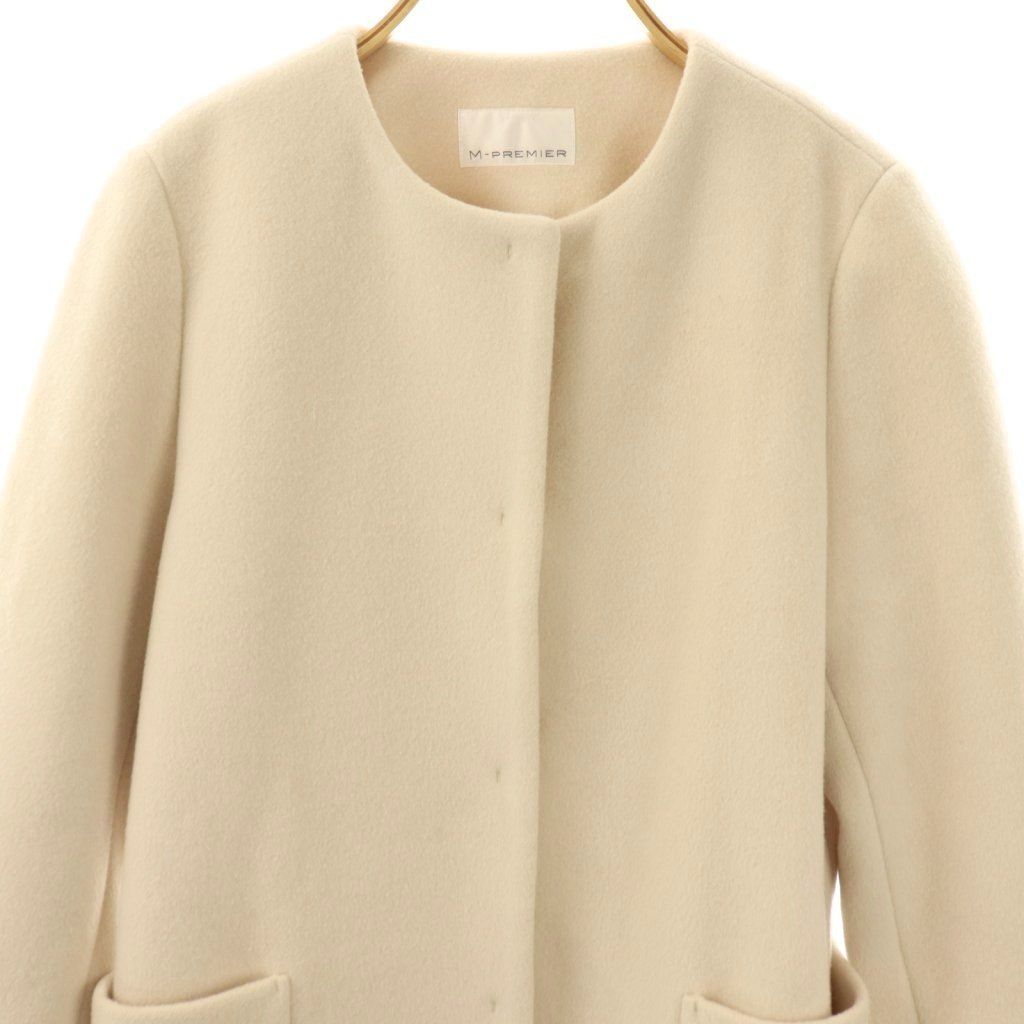 エムプルミエ M-Premier ウールダブルフェイスノーカラーコート 36