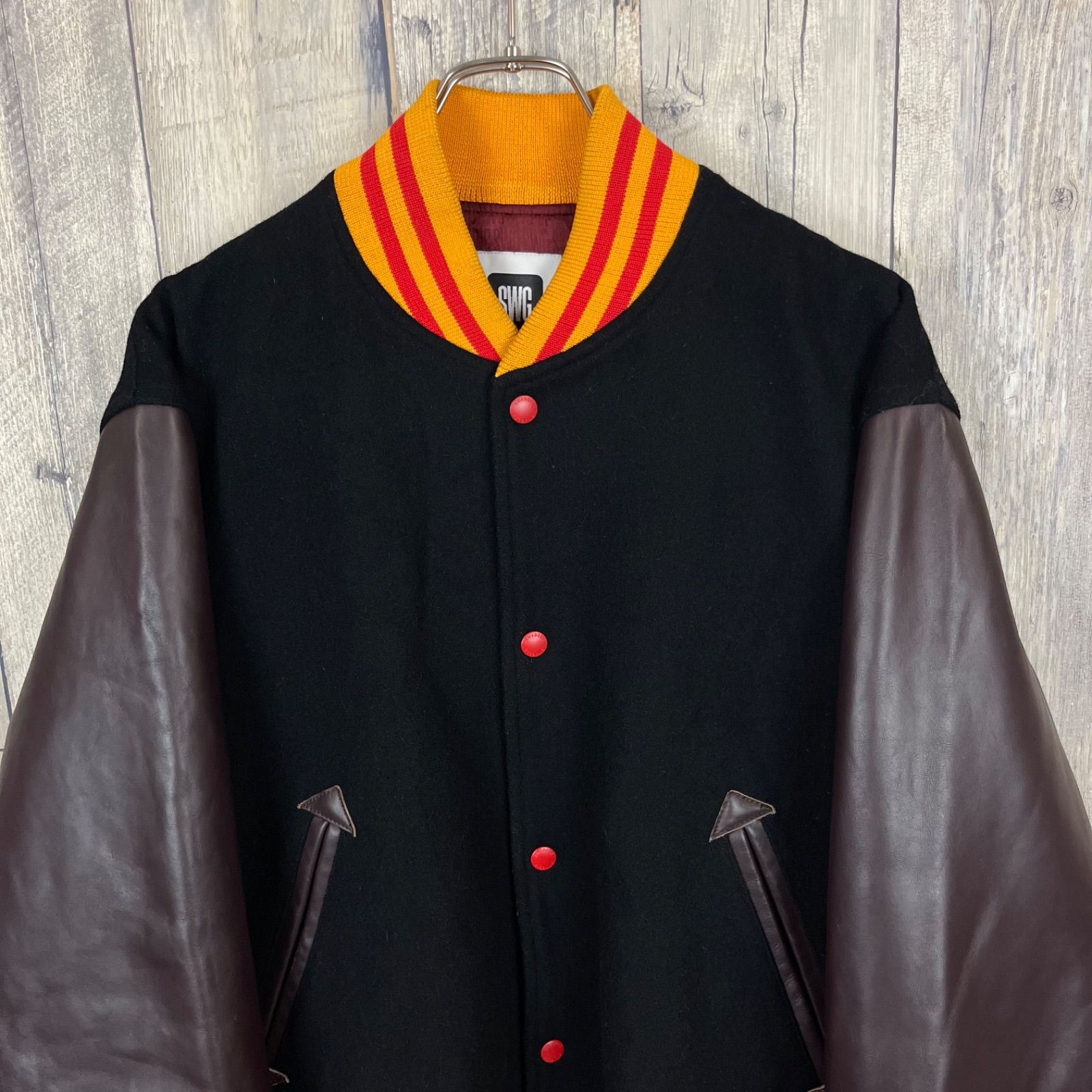 SWG SWAGGER スワッガー 袖 レザー スタジャン スタジアム ジャンパー